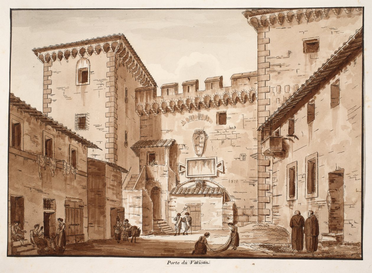 Vatikanporten, 1833 (etsing med brun vask) av Agostino Tofanelli