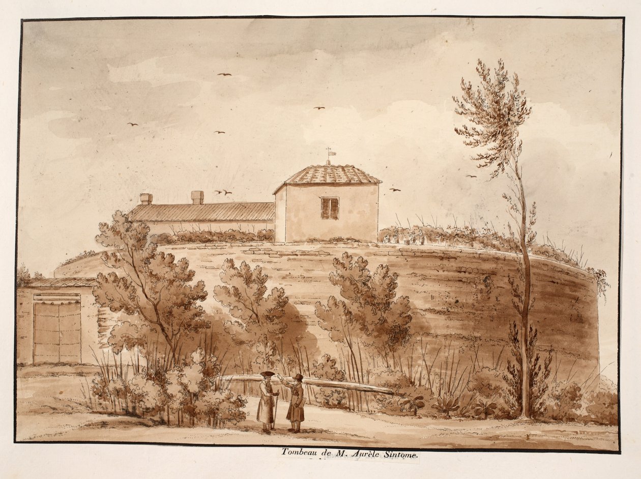 Graven til Marcus Aurelius Sintoma, 1833 (etsing med brun vask) av Agostino Tofanelli