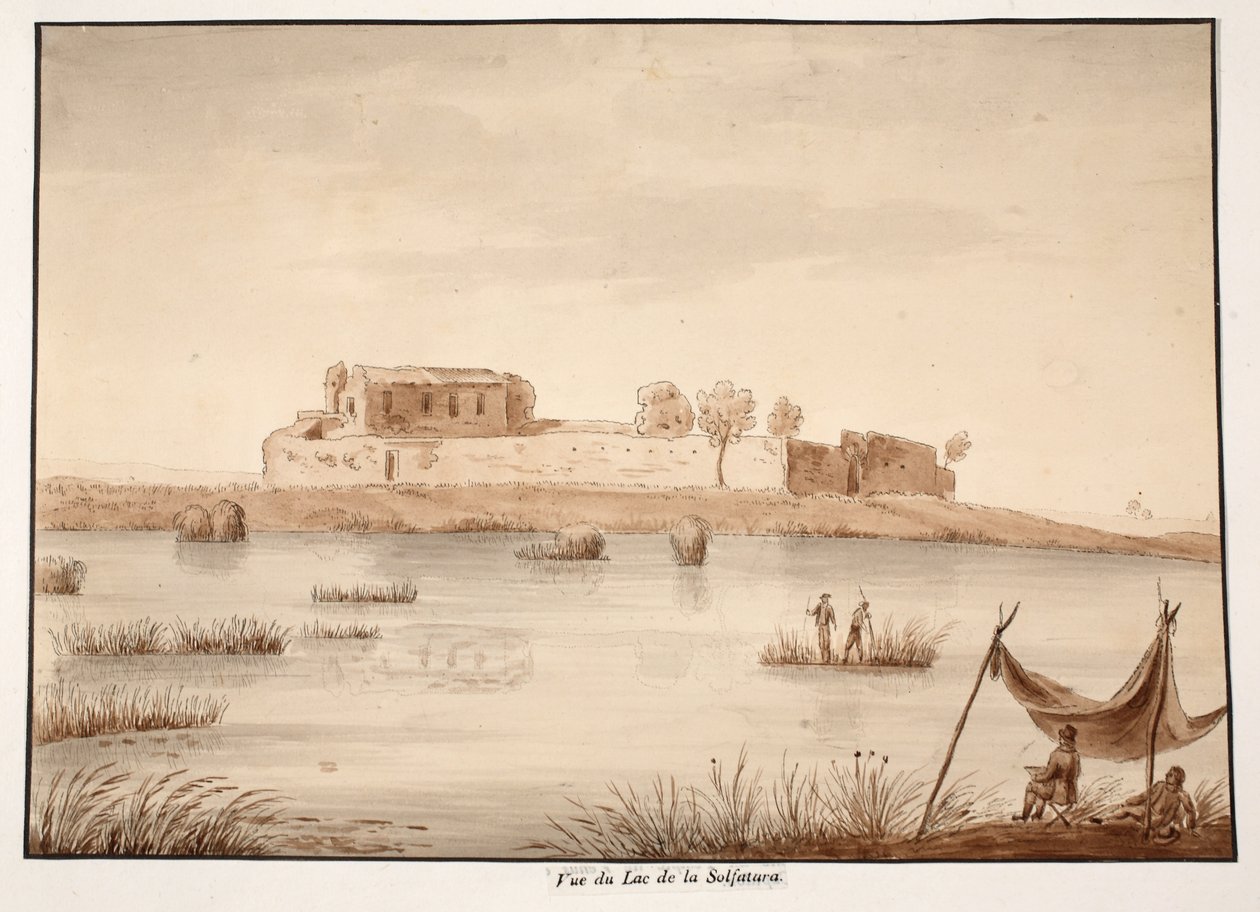 Utsikt over innsjøen Solfatura, 1833 (etsing med brun vask) av Agostino Tofanelli