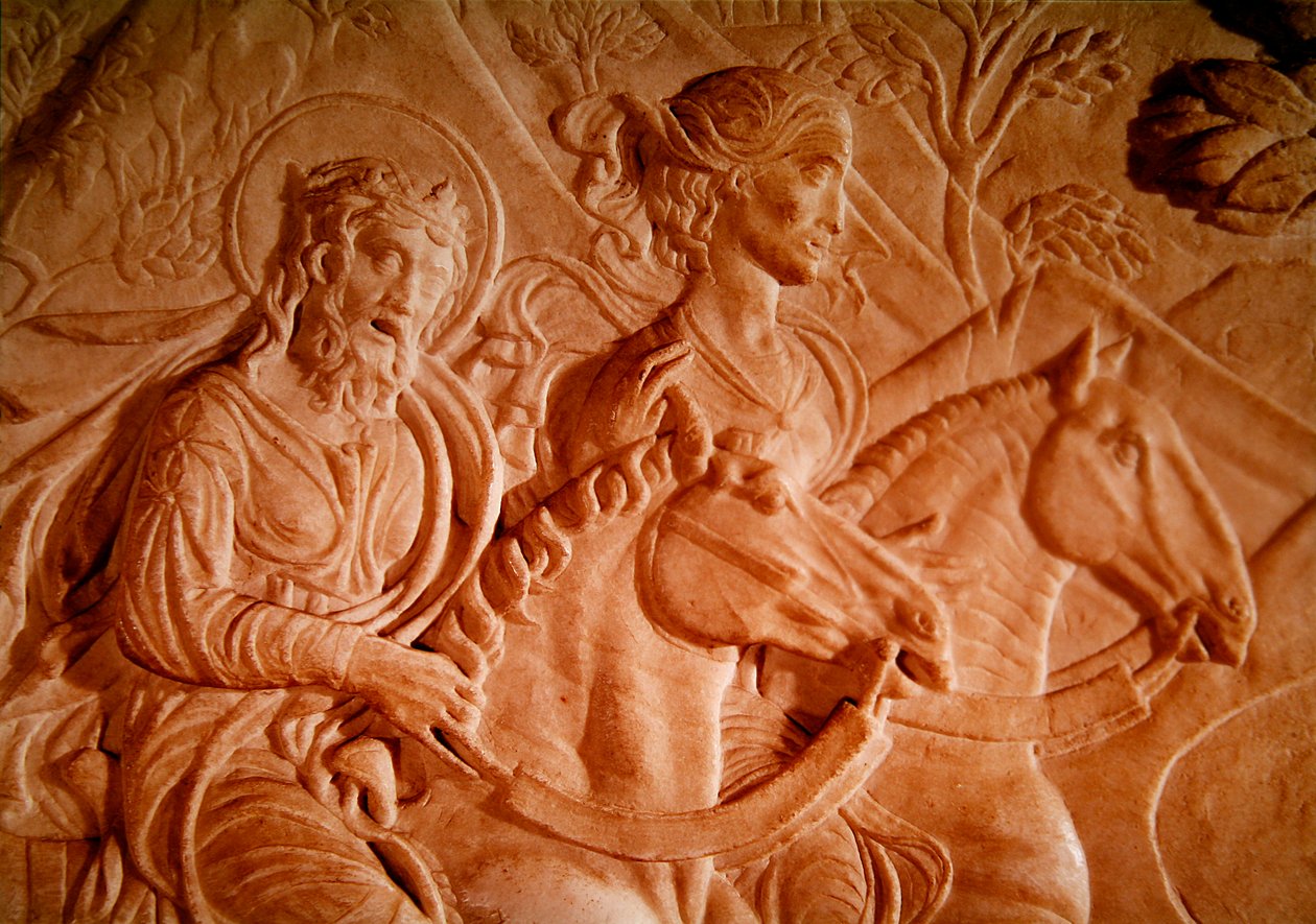 Detalj av reisen til St. Sigismund marmordetalj av 434188 av Agostino di Duccio