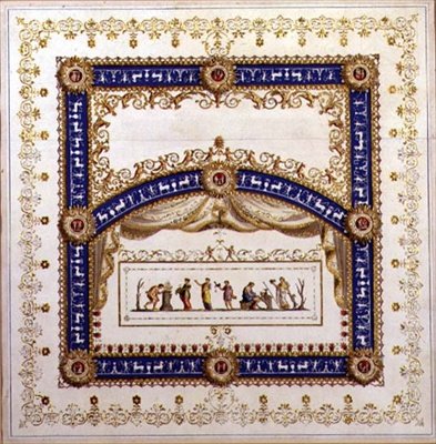 Design for et nyklassisk tak (akvarell, gouache, penn og blekk og bladgull på papir) av Agostino (attr.) Brunias