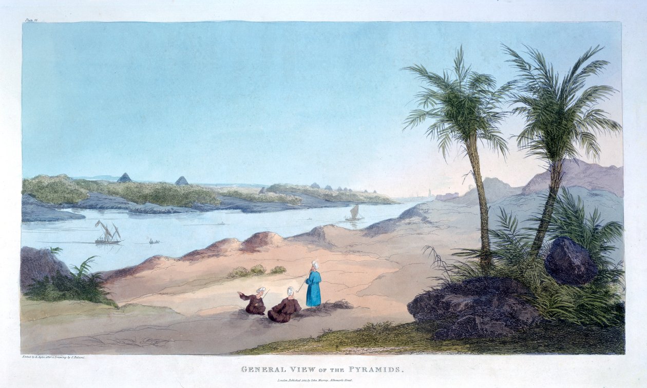 Generell utsikt over pyramidene, Egypt, 1820 av Agostino Aglio