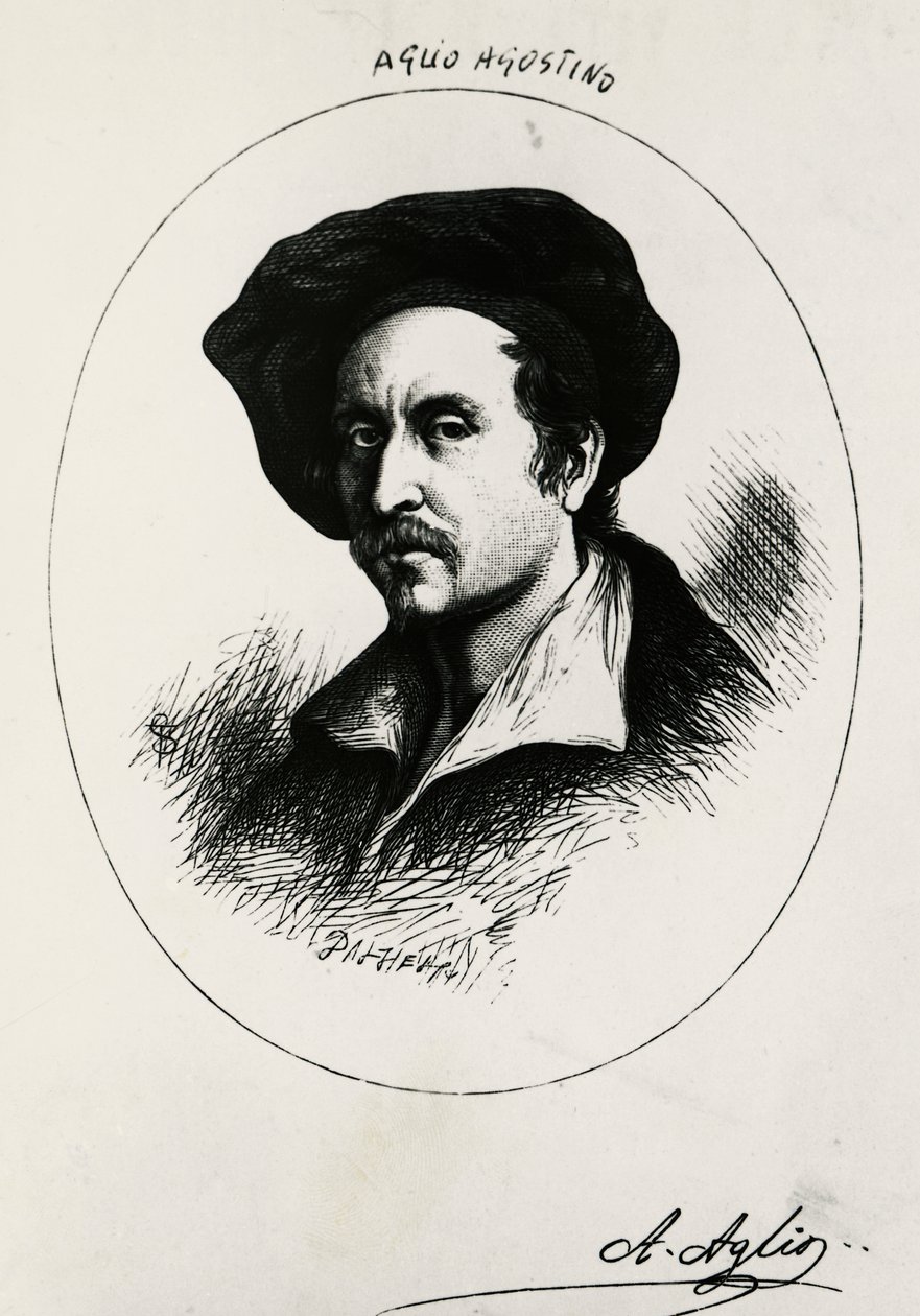 Selvportrett av Agostino Aglio (gravering) av Agostino Aglio