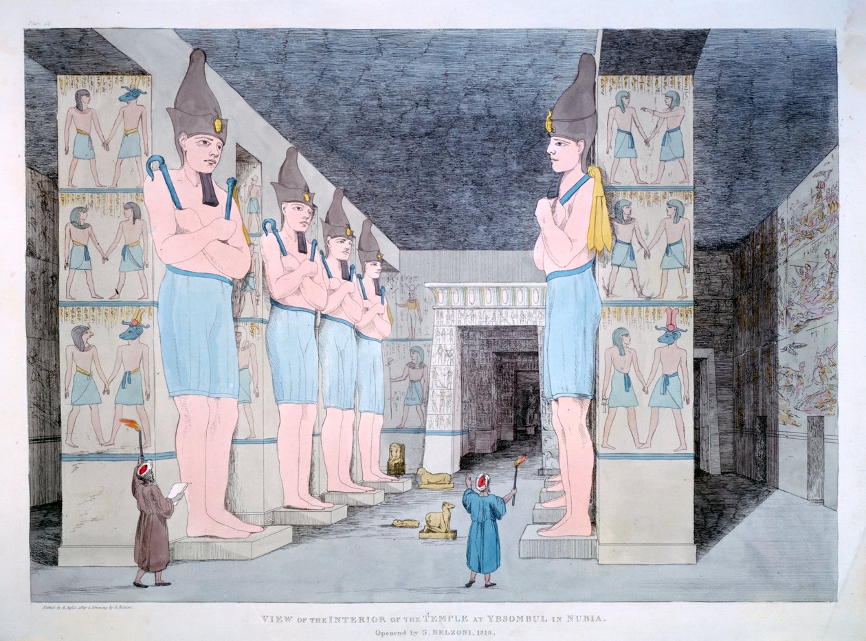 Det indre av tempelet i Ybsombul i Nubia, 1820 av Agostino Aglio
