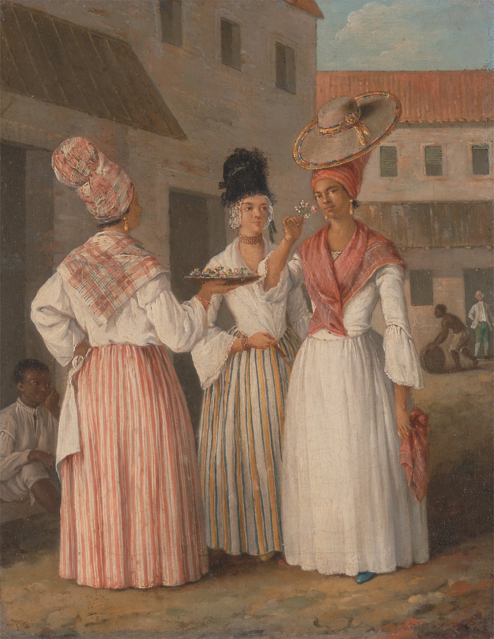 En vestindisk blomsterjente og to andre frie farger, ca. 1769. av Agostino Brunias