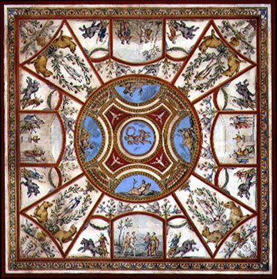 Takdesign for Painted Breakfast Room i Kedlestone Hall, Derbyshire, ca. 1760 (penn og blekk og akvarell på papir) av Agostino Brunias