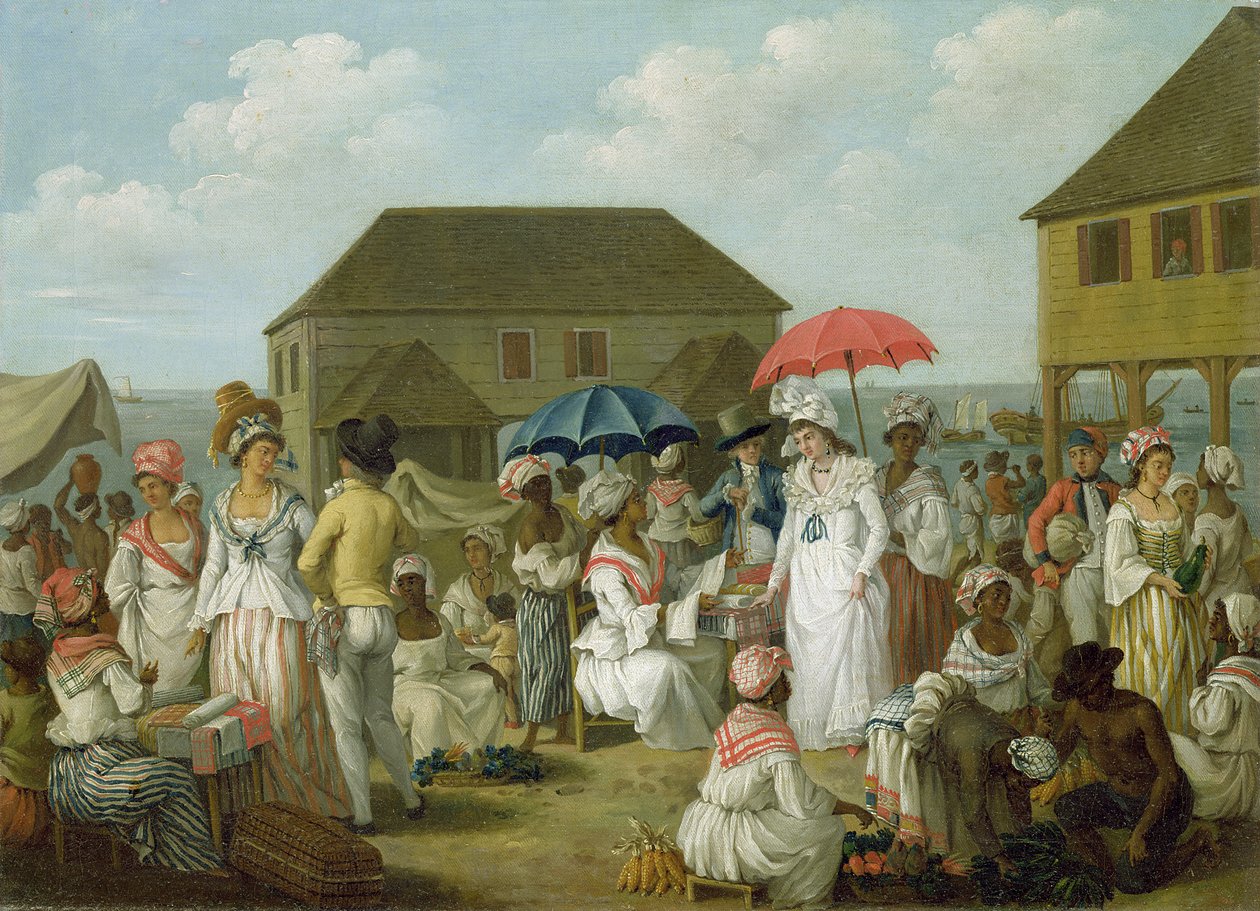 Linen Market, Dominica, ca. 1780 (olje på lerret) av Agostino Brunias
