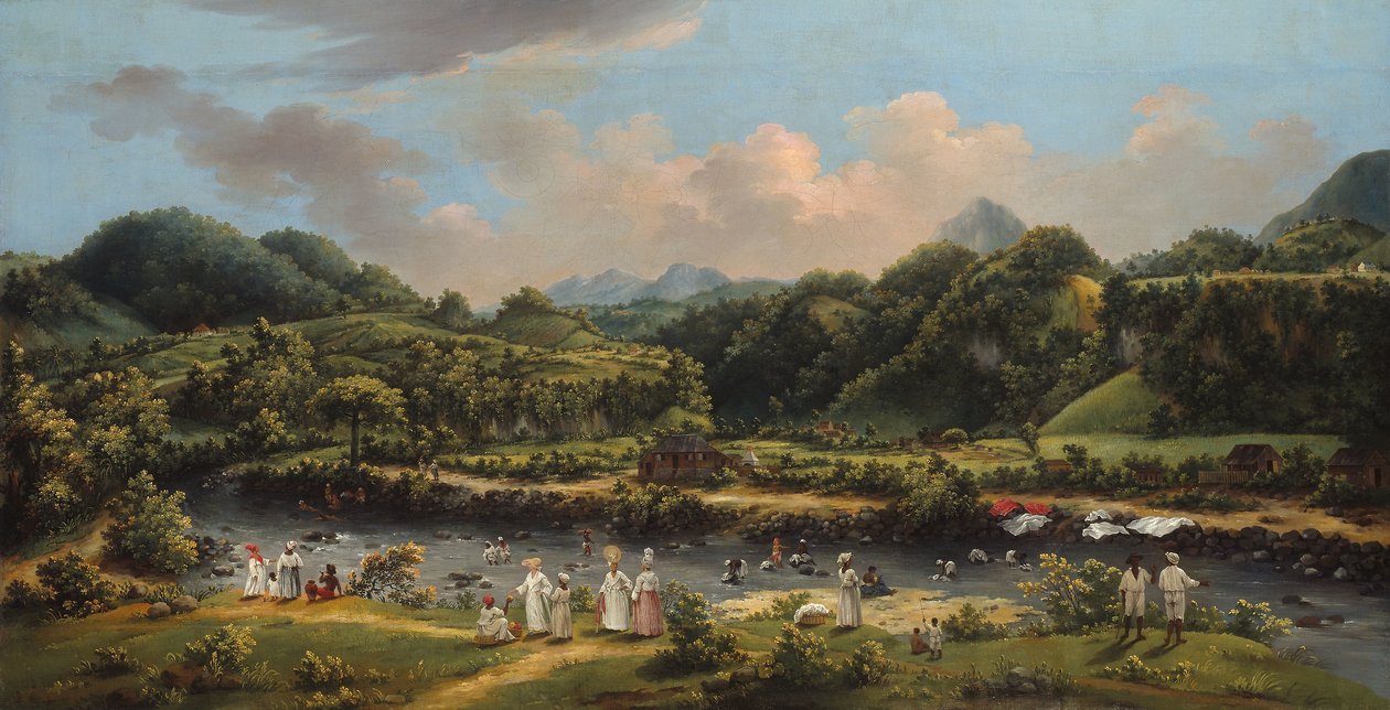 Utsikt over elven Roseau, Dominica av Agostino Brunias