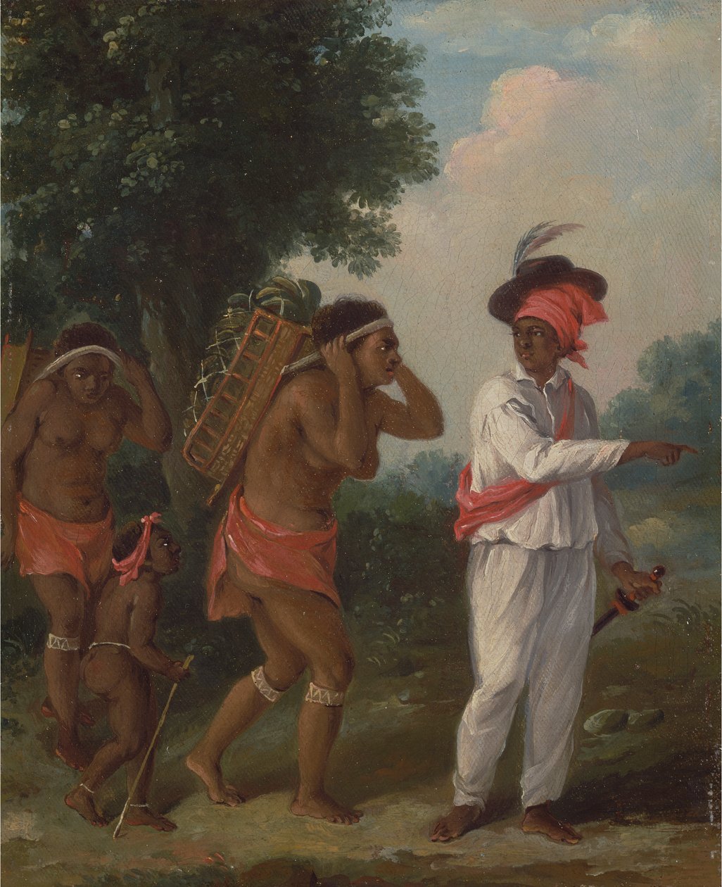 West Indian Man of Color, regisserer to karibiske kvinner med et barn av Agostino Brunias