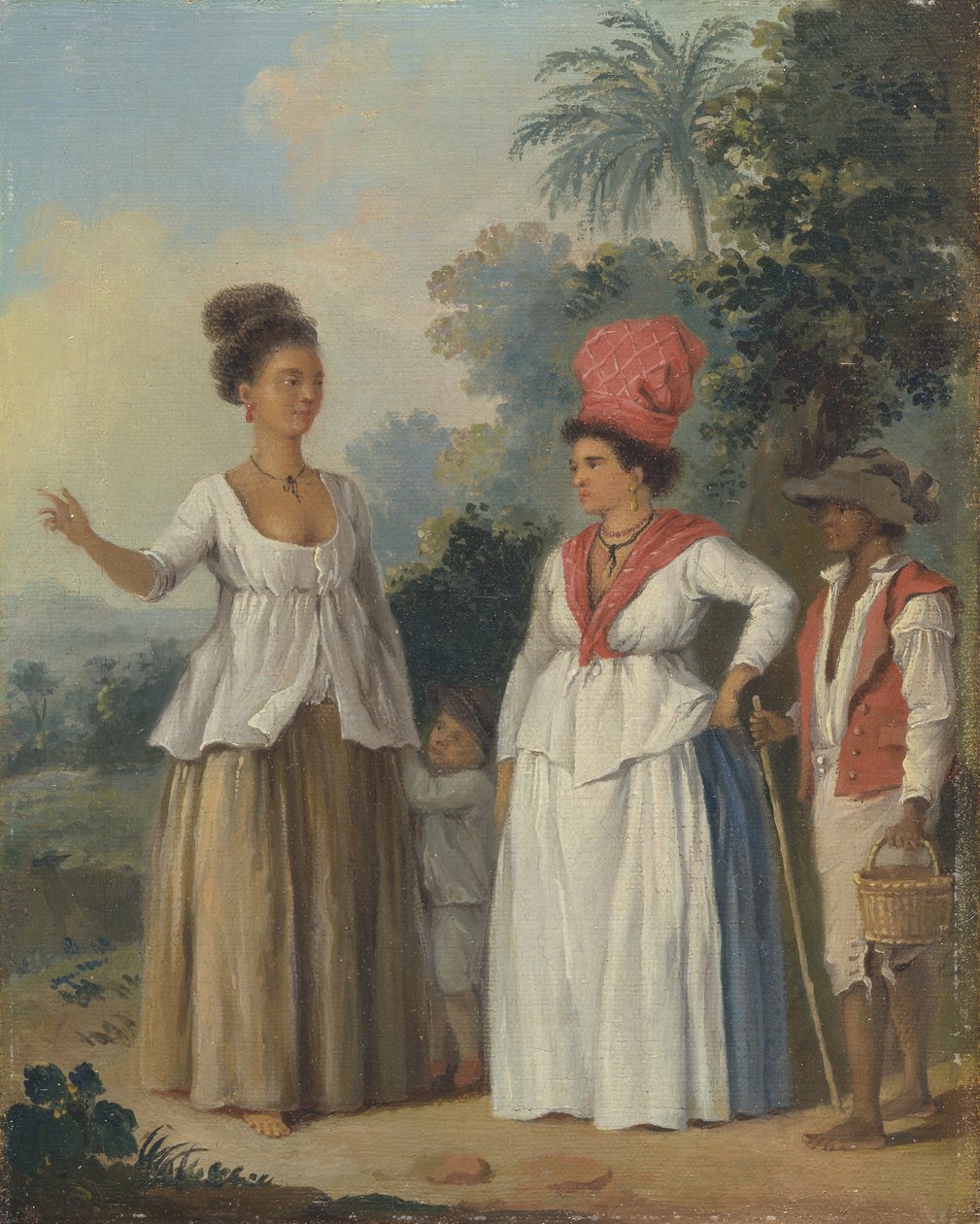 Vestindiske fargede kvinner, med et barn og en svart tjener, ca. 1780. av Agostino Brunias