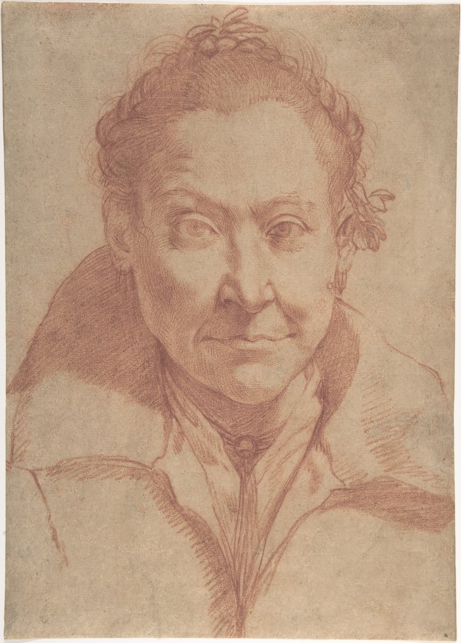 Brystportrett av en kvinne (forside); bryststudie av en jente (bakside) av Agostino Carracci