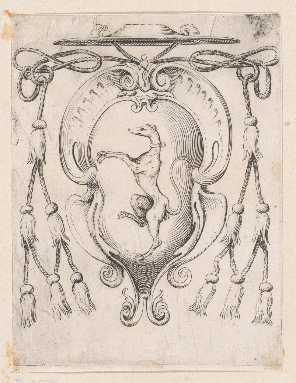 Våpenskjold til en kardinal fra Sampieri-familien, 1590-95. av Agostino Carracci