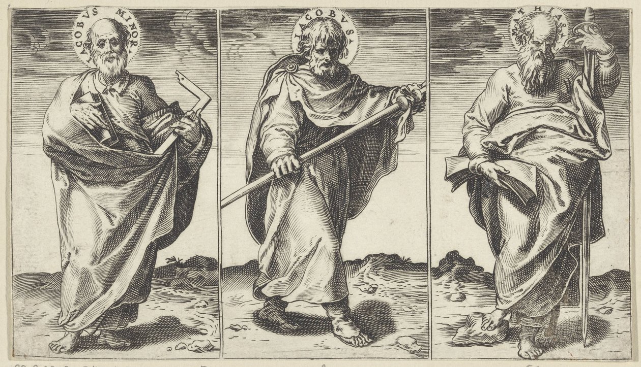 Jakob den mindre, Jakob den større og Mattias Kristus, Maria, døperen Johannes og apostlene (serietittel) av Agostino Carracci
