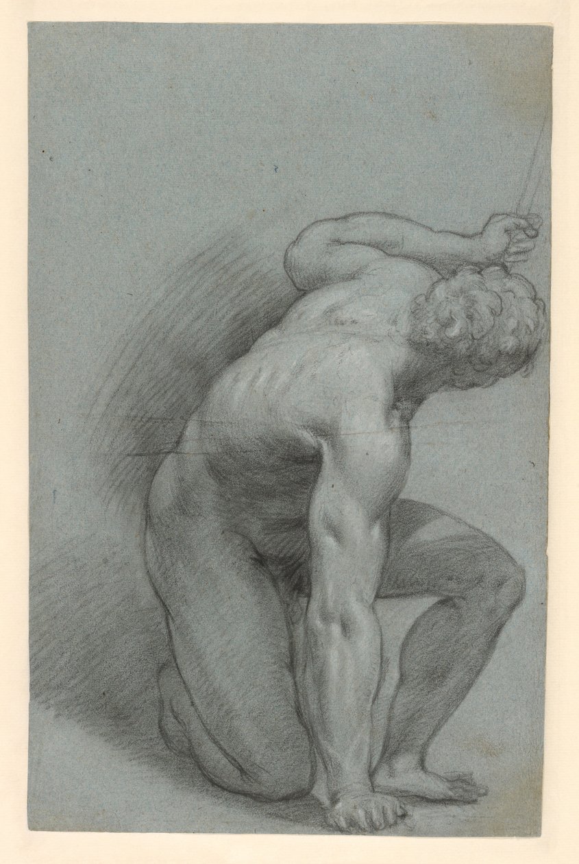 Knælende figur (recto); liggende figur (verso) av Agostino Carracci
