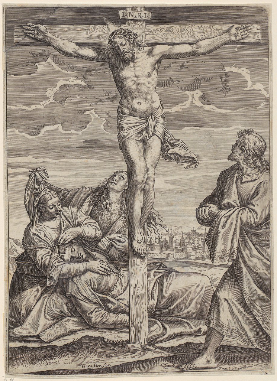 Korsfestelse av Agostino Carracci
