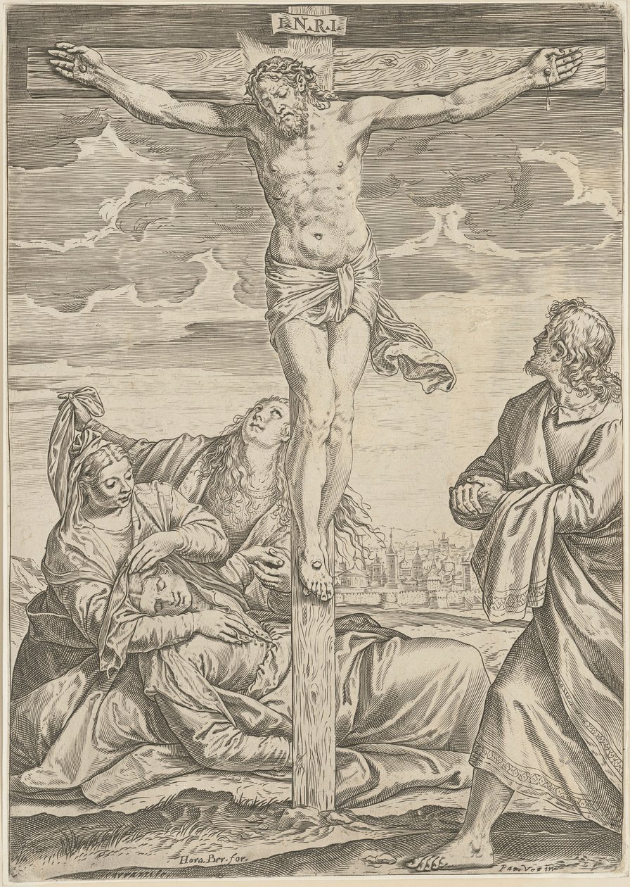 Korsfestelse av Agostino Carracci