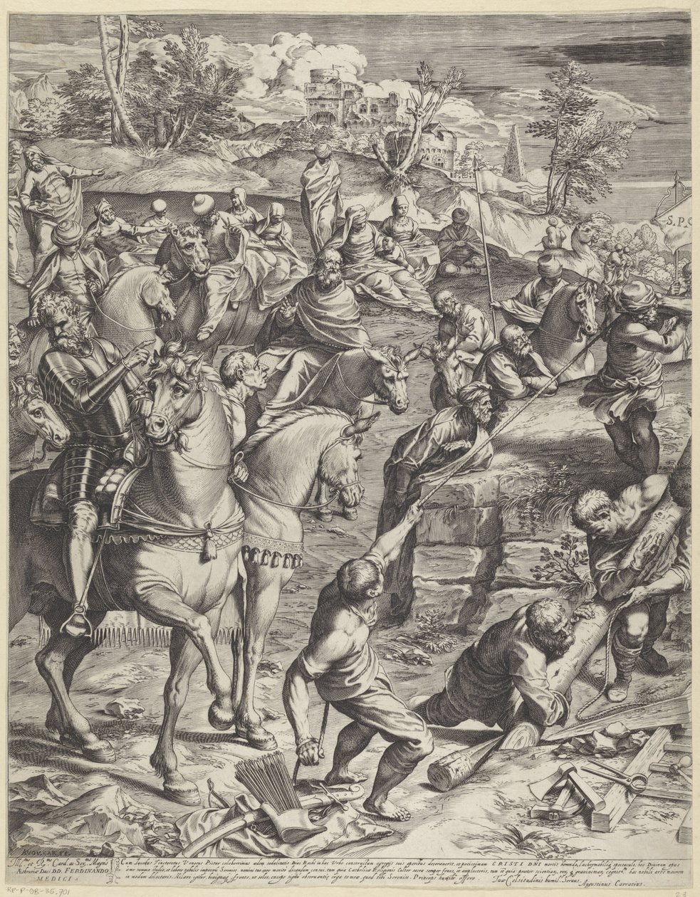 Korsfestelse av Kristus (venstre del) av Agostino Carracci