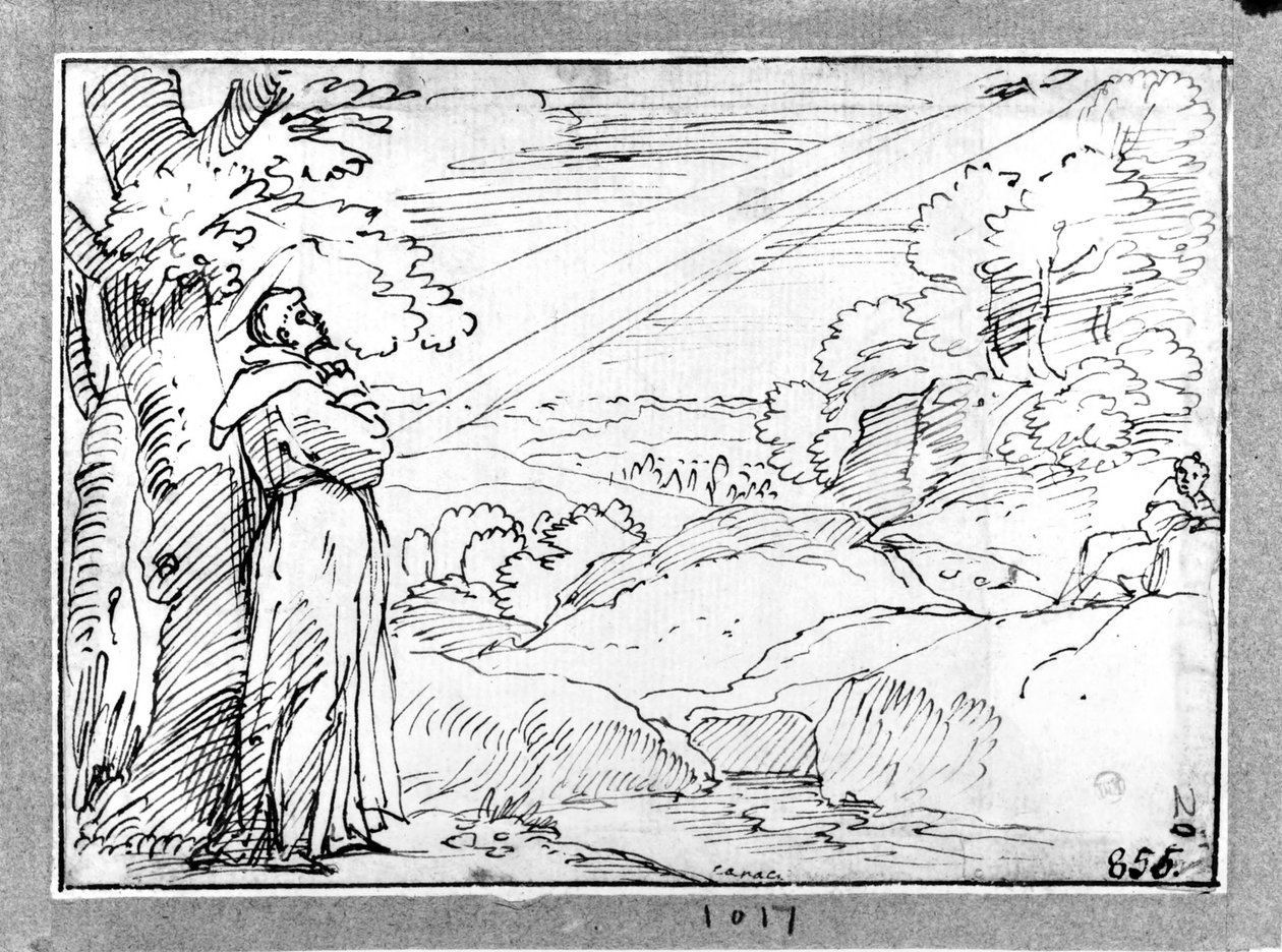 Landskap med den hellige Frans av Agostino Carracci