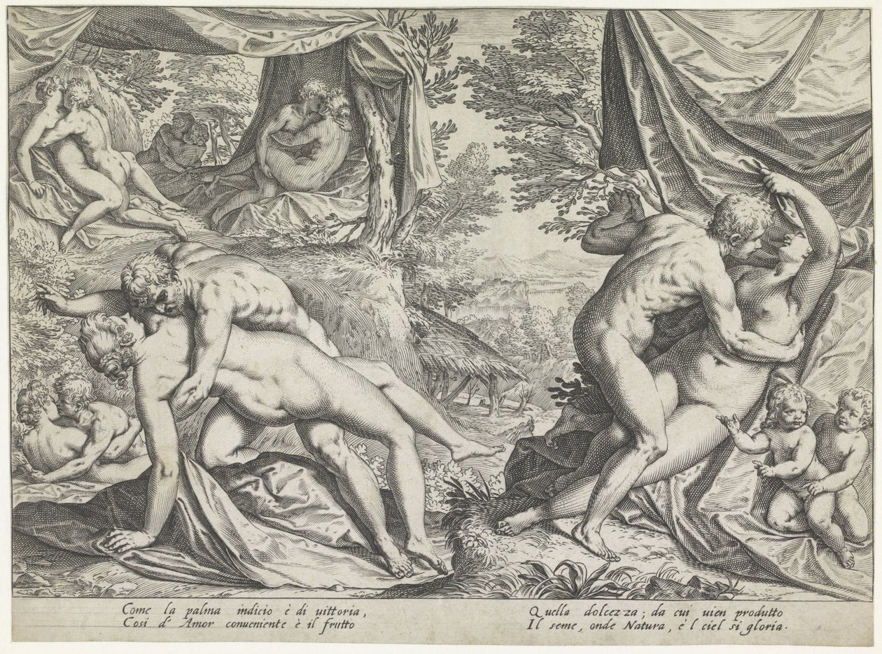 Kjærlighet i gullalderen Kjærlighetens frukter Ulike aspekter av kjærlighet av Agostino Carracci