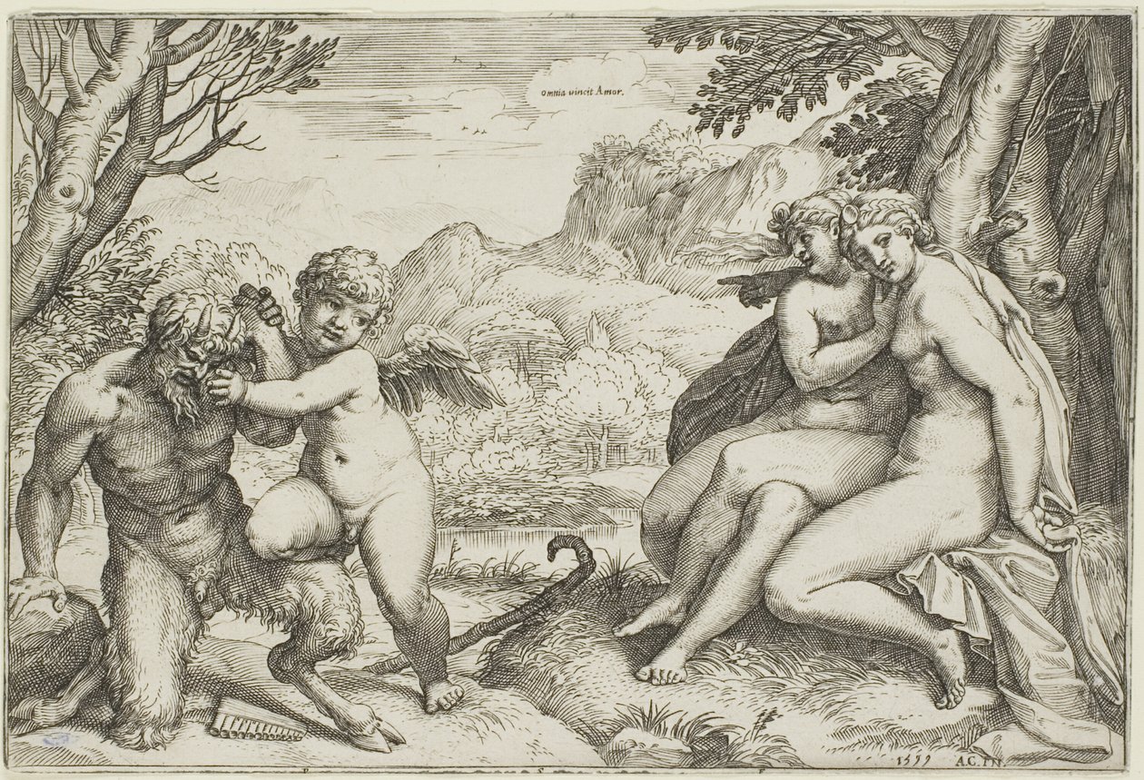 Kjærlighet overvinner alt av Agostino Carracci
