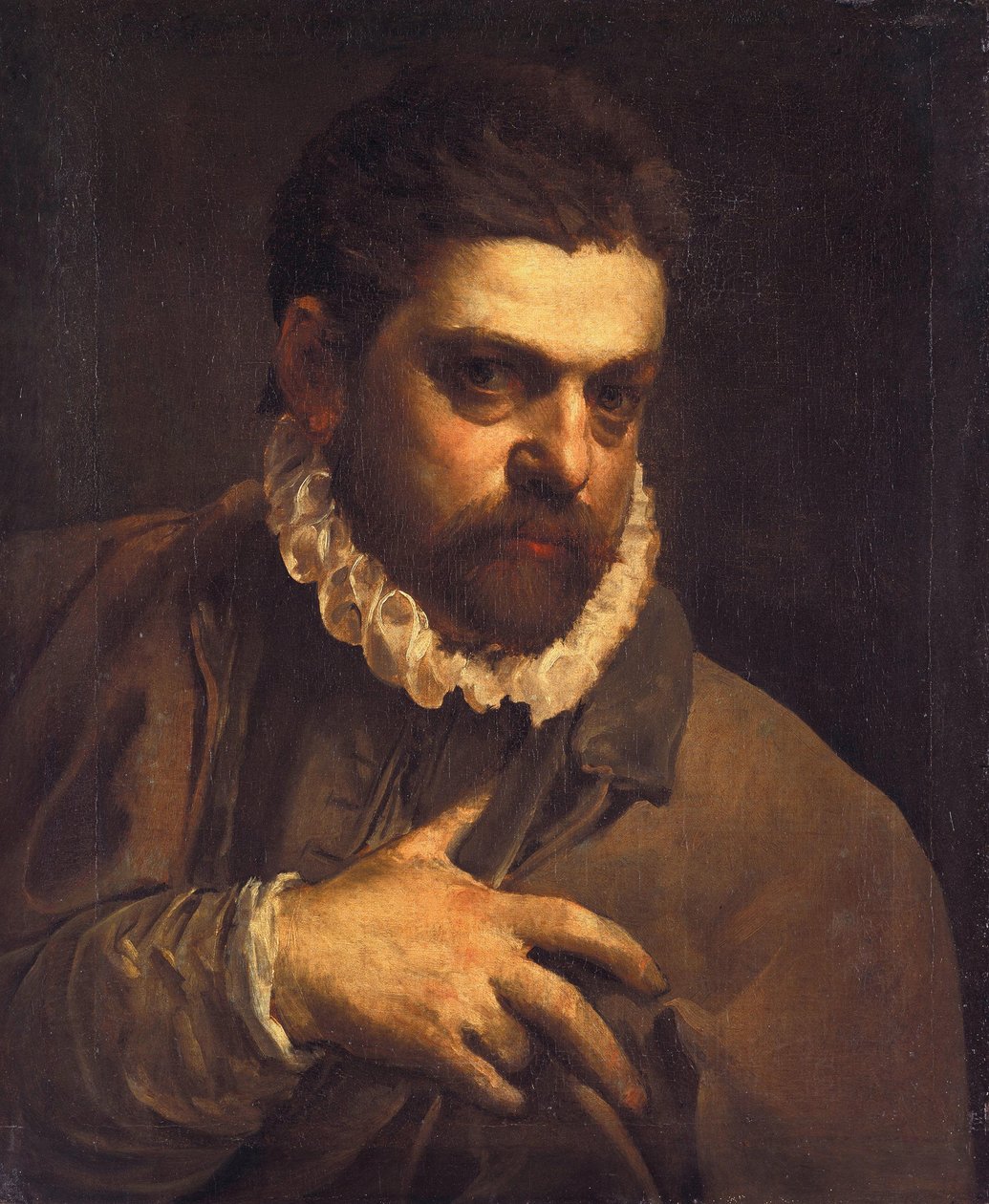 Mannsportrett av Agostino Carracci