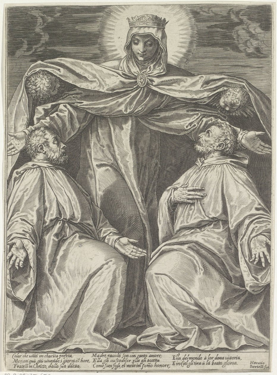 Mary beskytter medlemmer av et brorskap av Agostino Carracci