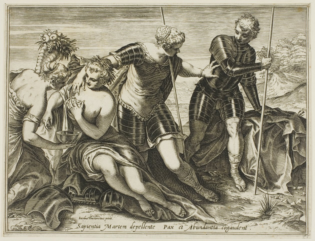 Mars drevet bort fra fred og overflod av Minerva av Agostino Carracci