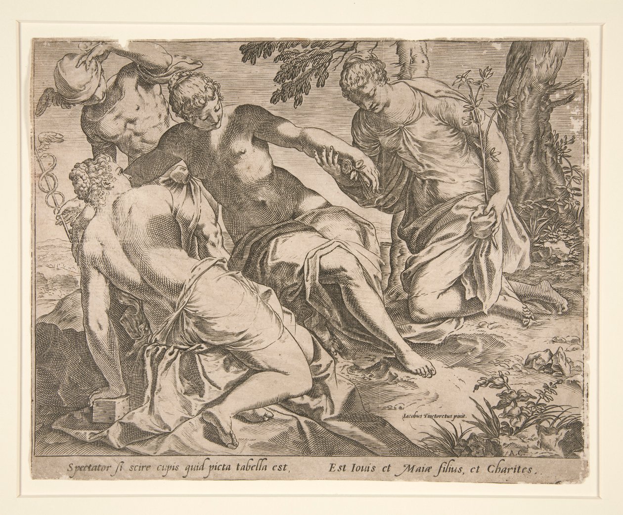 Merkur og de tre nåder av Agostino Carracci