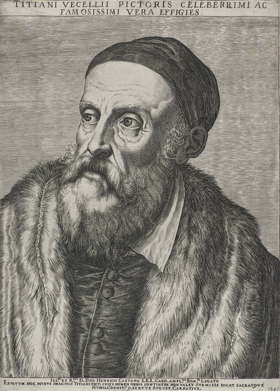 Portrett av Titian, 1587 (gravering på lagt papir med vannmerke) av Agostino Carracci