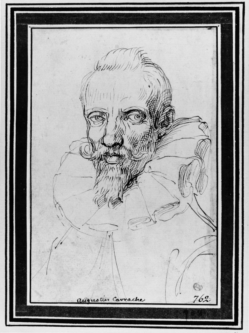 Portrett av en skjegget mann av Agostino Carracci