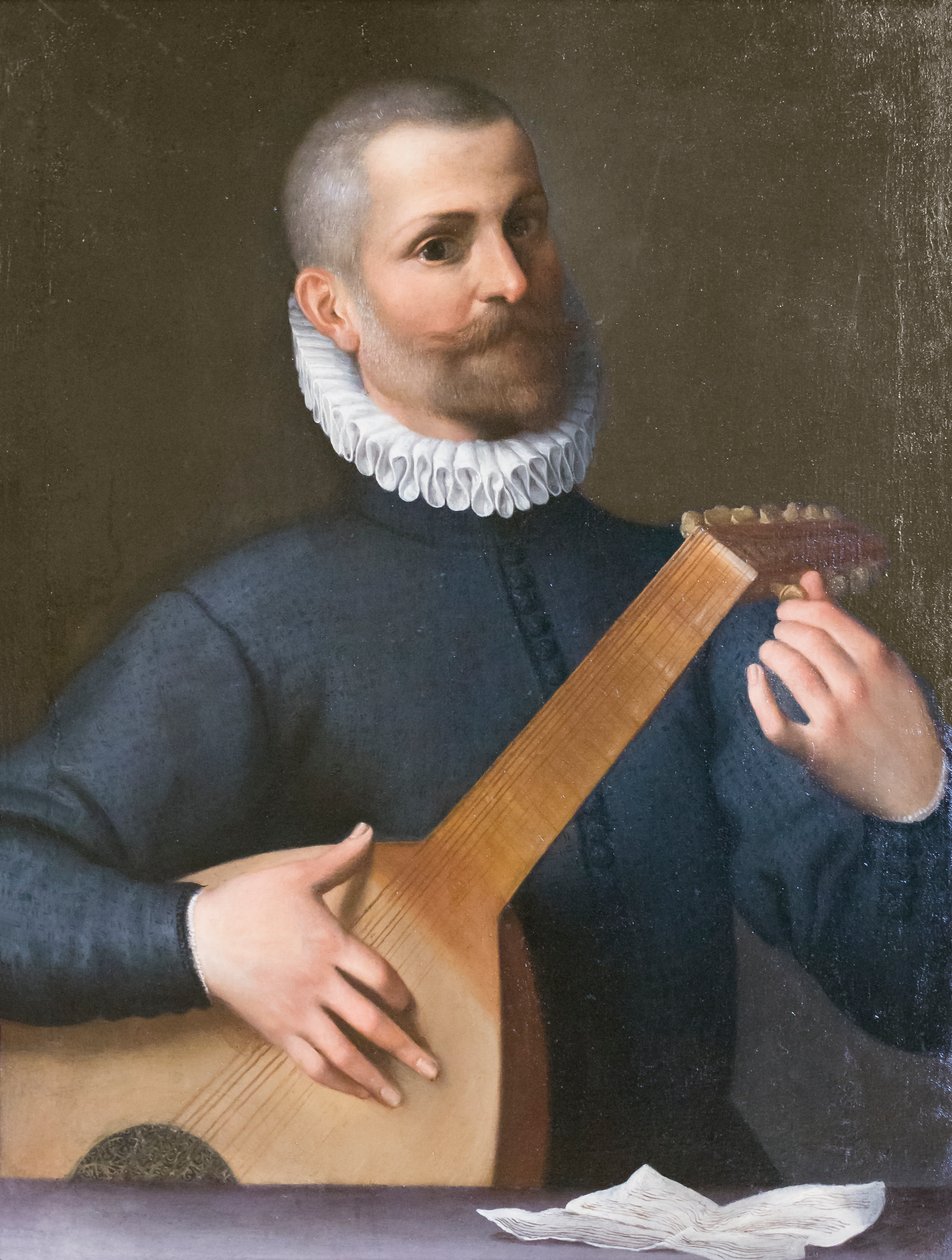Portrett av en luttspiller, muligens Orazio Bassani av Agostino Carracci