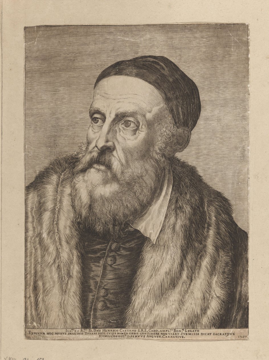 Portrett av maleren Tizian av Agostino Carracci