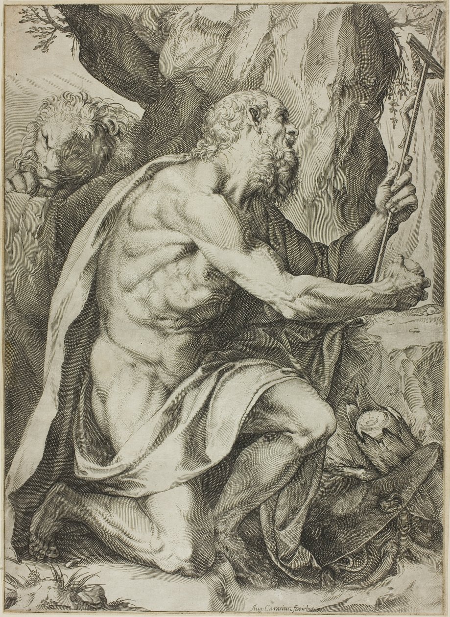 Den hellige Hieronymus i bot av Agostino Carracci