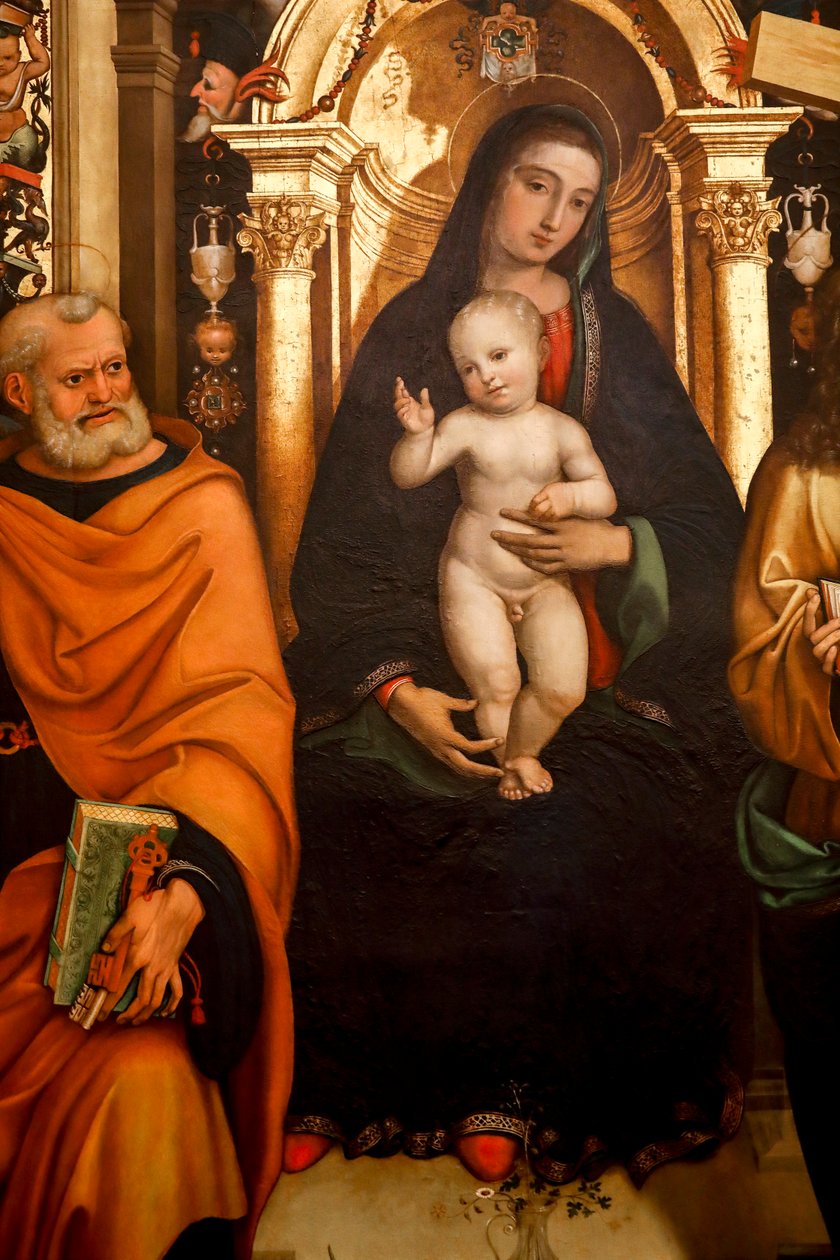Madonna og barn med hellige. 1500-tallet (Olje på tre) av Agostino Marti
