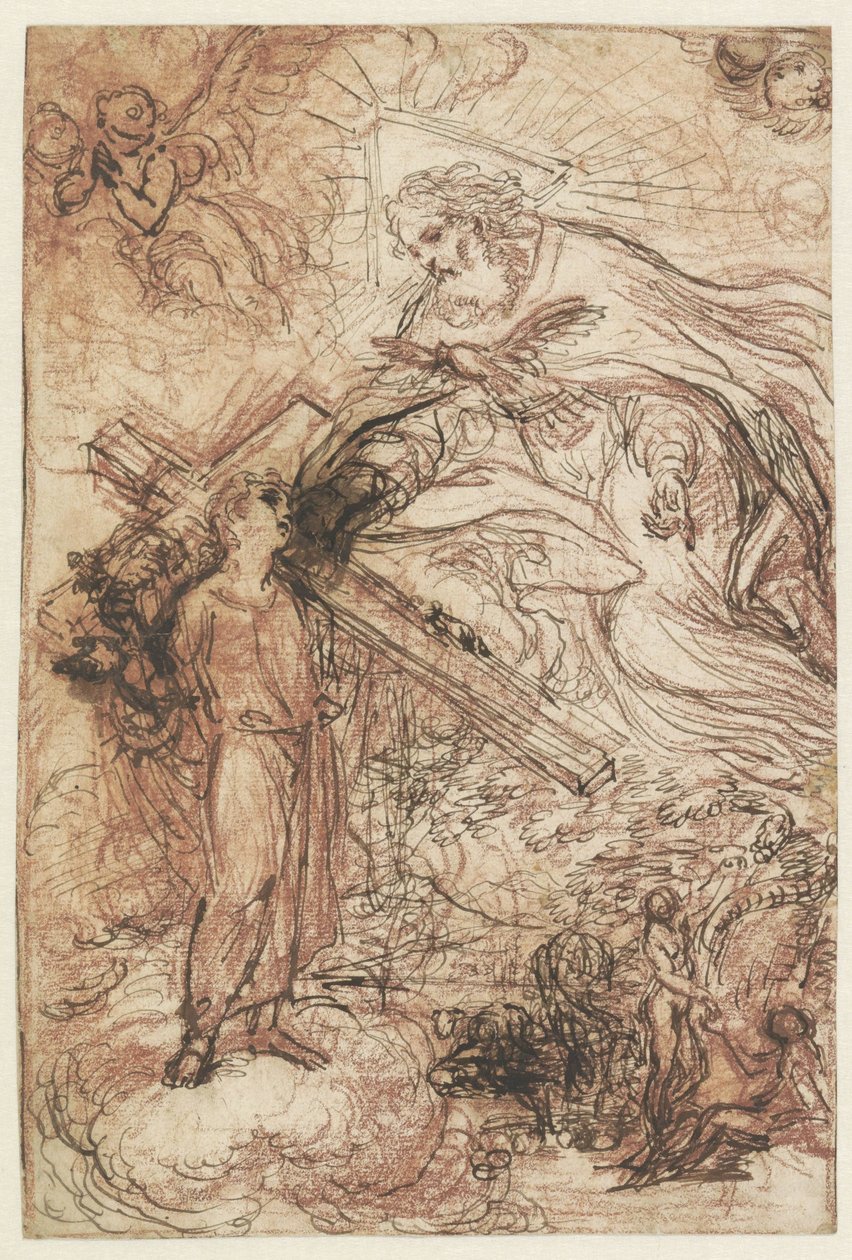 Den hellige treenighet og syndefallet av Agostino Masucci (attributed to)