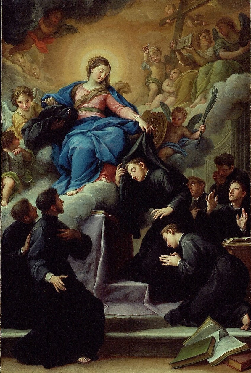 Madonnaen med de syv grunnleggerne av Servite-ordenen, ca. 1728 (olje på lerret) av Agostino Masucci