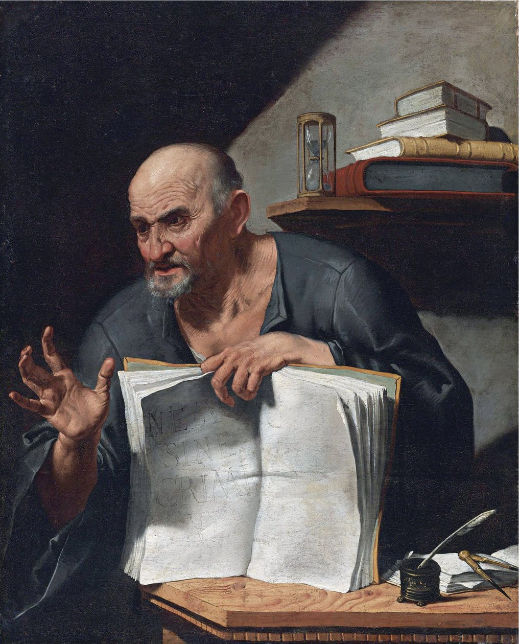 Dionysius Cato (3. eller 4. århundre) - Maleri av Agostino Scilla (1629-1700), - Olje på lerret, 98,5x80,6 - Privat samling av Agostino Scilla