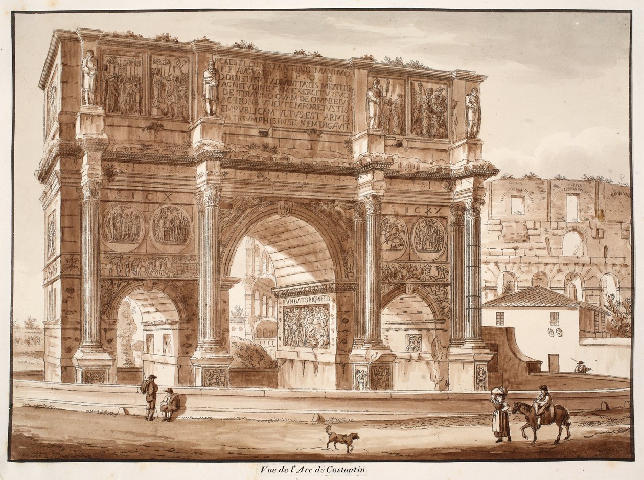 Utsikt over Konstantinbuen, 1833 (etsing med brun vask) av Agostino Tofanelli