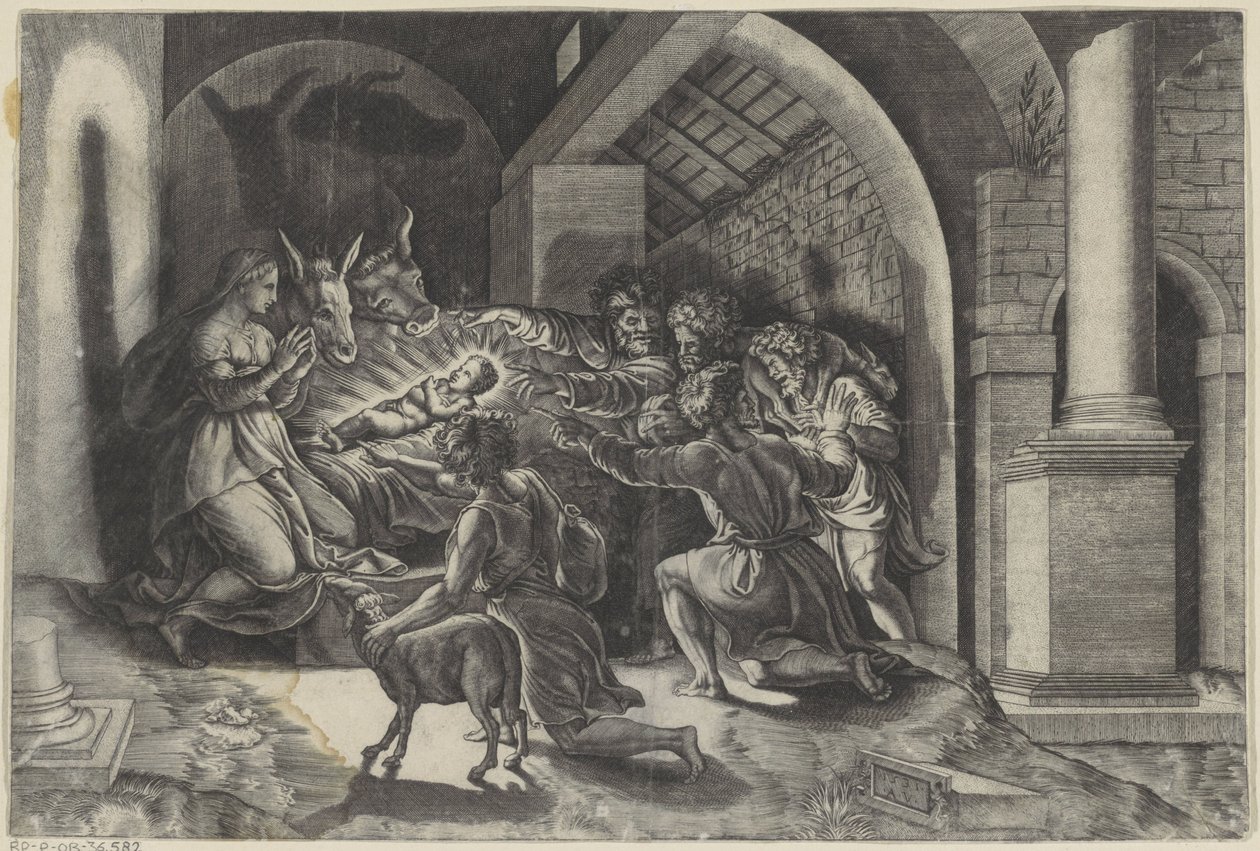 Tilbedelse av hyrdene av Agostino Veneziano