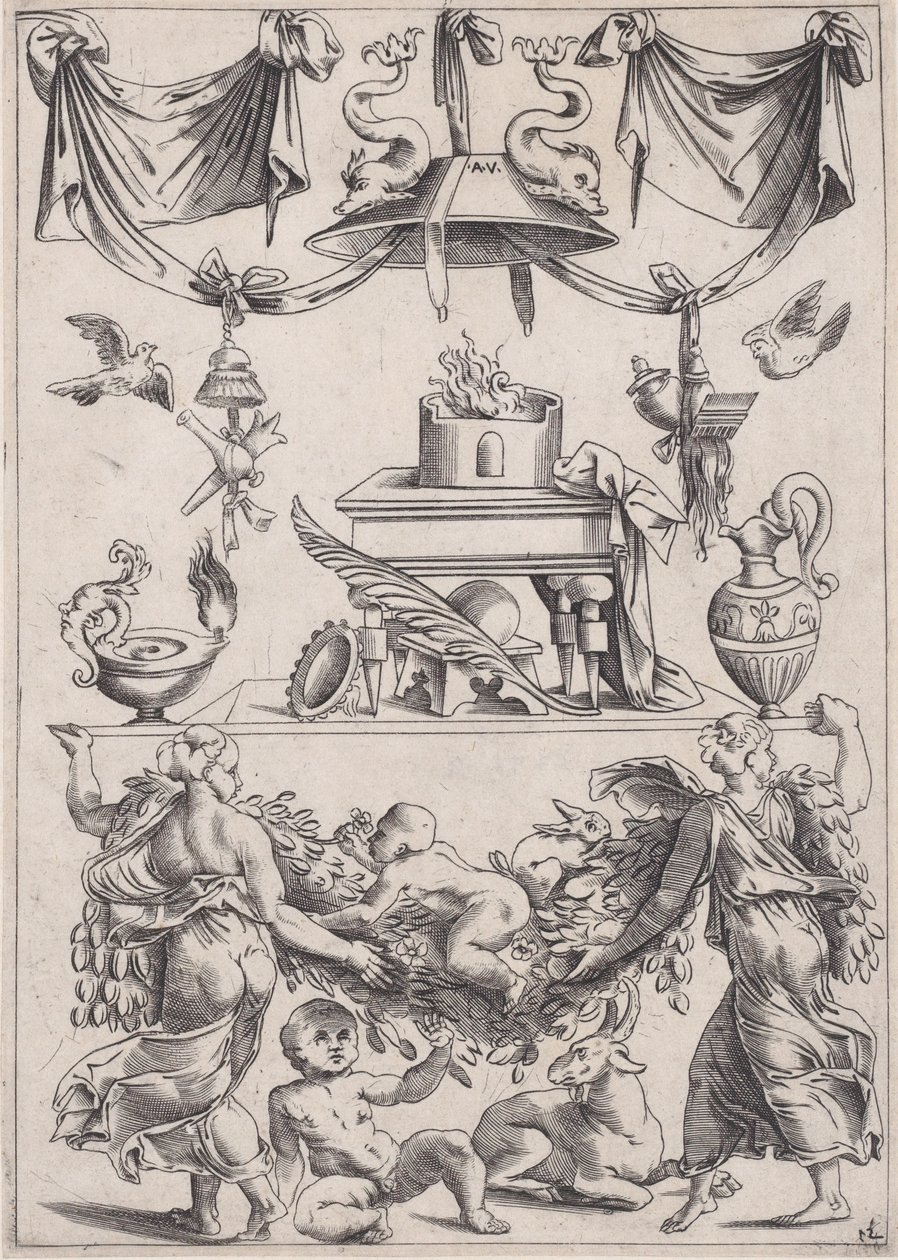 Ornamental Panel, ca. 1514-36. av Agostino Veneziano