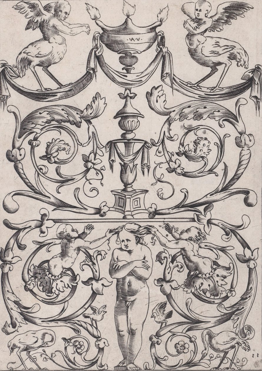 Ornamental Panel, ca. 1514-36.    1194026   no       norwegian Successfully Translated  Original: The School of Needlework. A Woman Teaches Young Women. Translat: The School of Needlework. A Woman Teaches Young Women. 1202712 no norwegian Successfully Tran av Agostino Veneziano