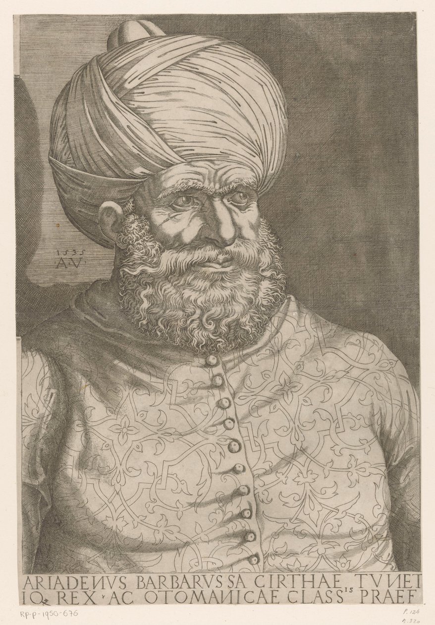 Portrett av admiral Khair ad-Din Barbarossa av Agostino Veneziano
