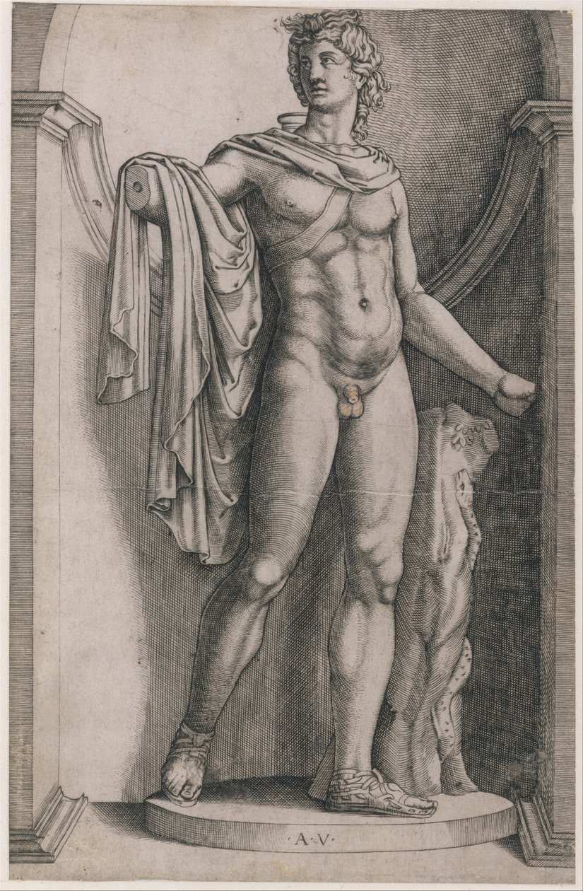 Mirror of Roman Magnificence: Apollo Belvedere, ca. 1514-36, ca. 1514-36. av Agostino Veneziano
