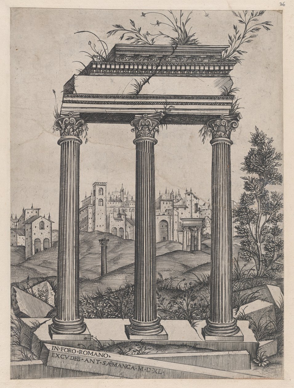 Mirror of Roman Magnificence: Temple of Antoninus and Faustina, 1500-tallet., 1500-tallet. av Agostino Veneziano.