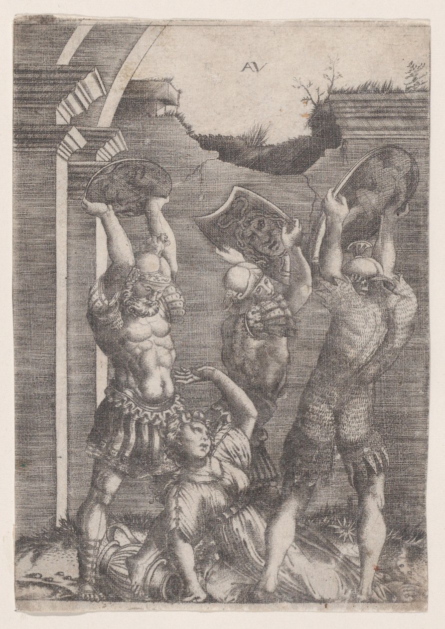 Tarpeia knust av sabinerne, ca. 1514-3 av Agostino Veneziano