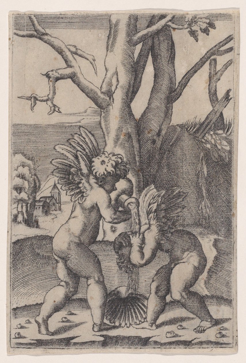 To amoriner, ca. 1519. av Agostino Veneziano