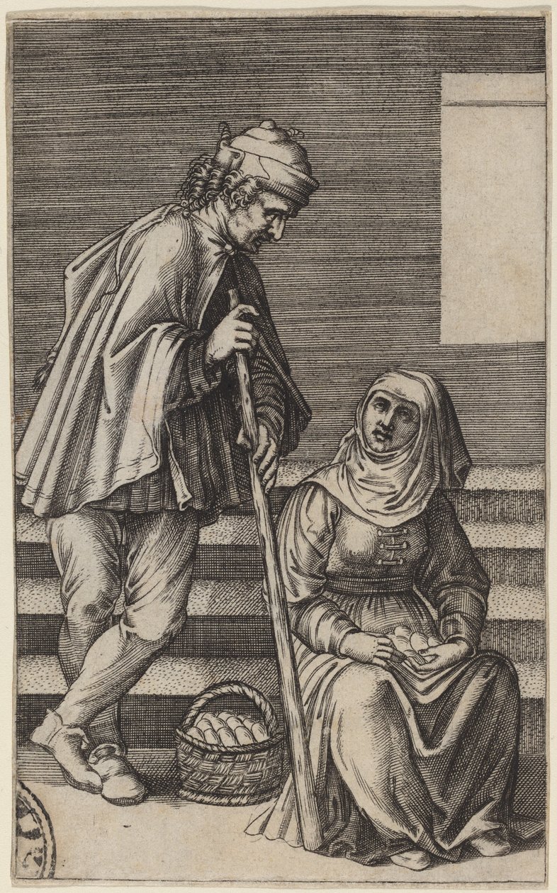 Bonde og eggekvinne av Agostino dei Musi after Raphael