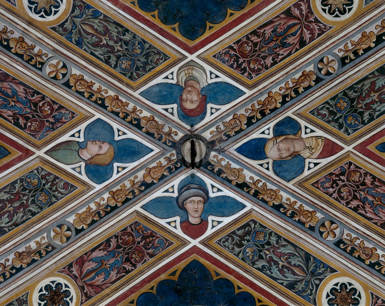 Hoder og plantemotiver, detaljer (fresco) av Agostino di Marsiglio