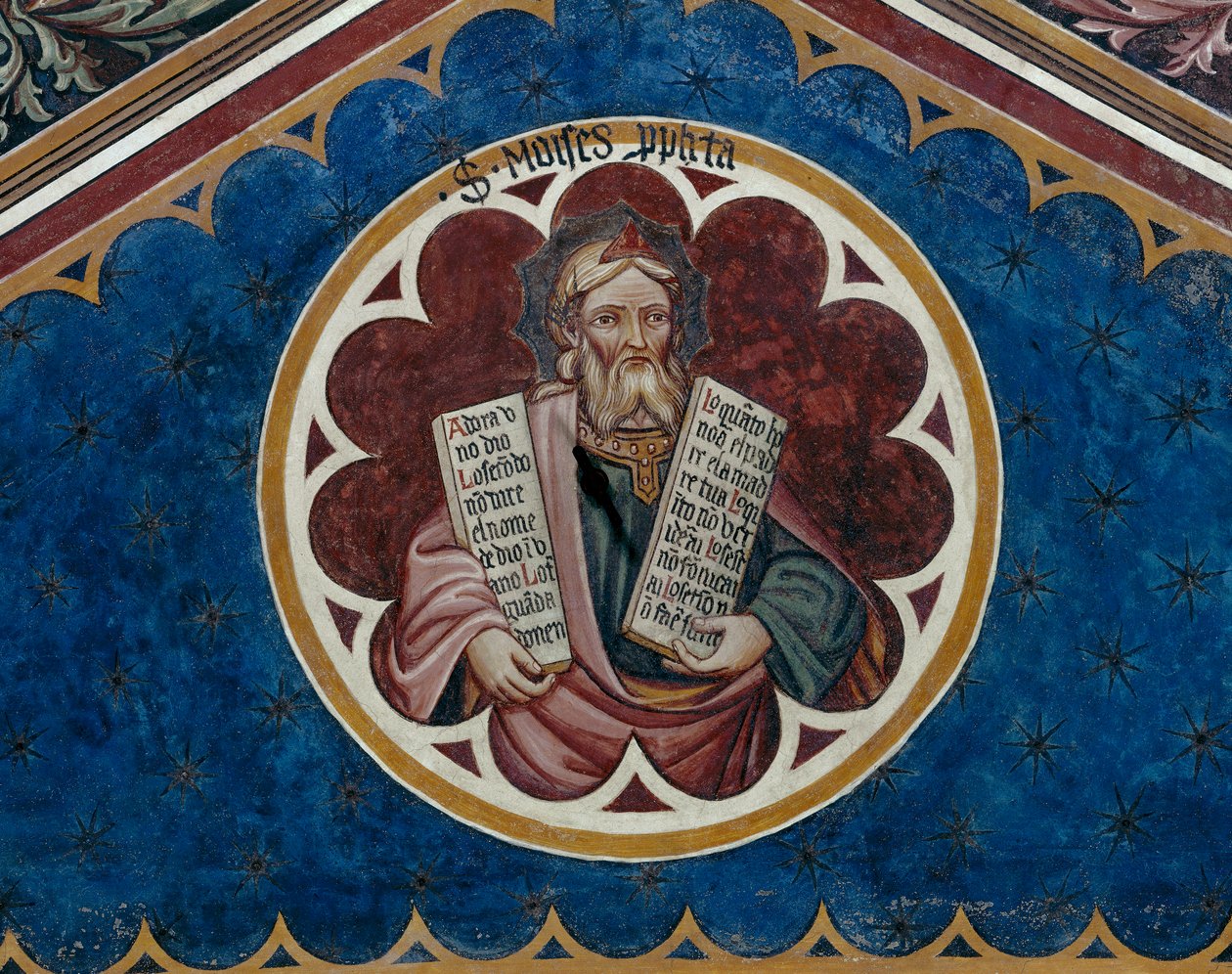 Moses, detalj av det fjerde spennet i taket (fresco) av Agostino di Marsiglio