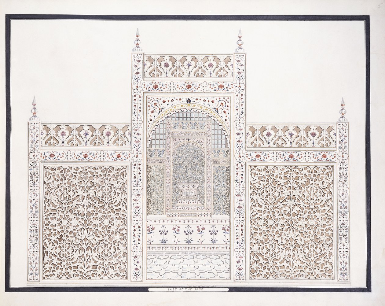 En del av Taj, ca. 1815 av Agra School